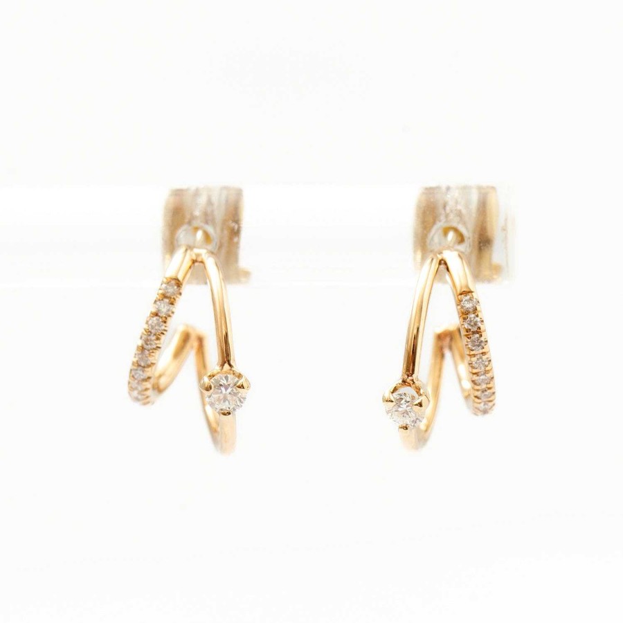 Earrings Zoe Chicco | Pav & Prong Diamond Double Wire Huggie Hoops