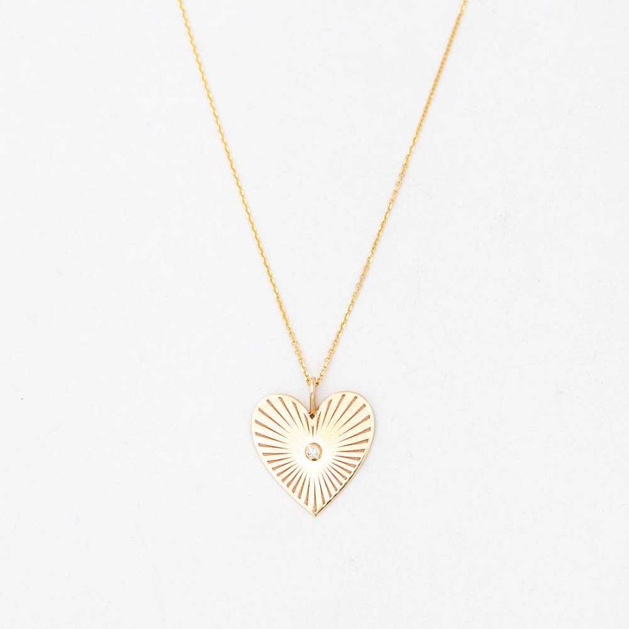 Necklaces And Pendants Zoe Chicco | Medium Radiant Heart Charm