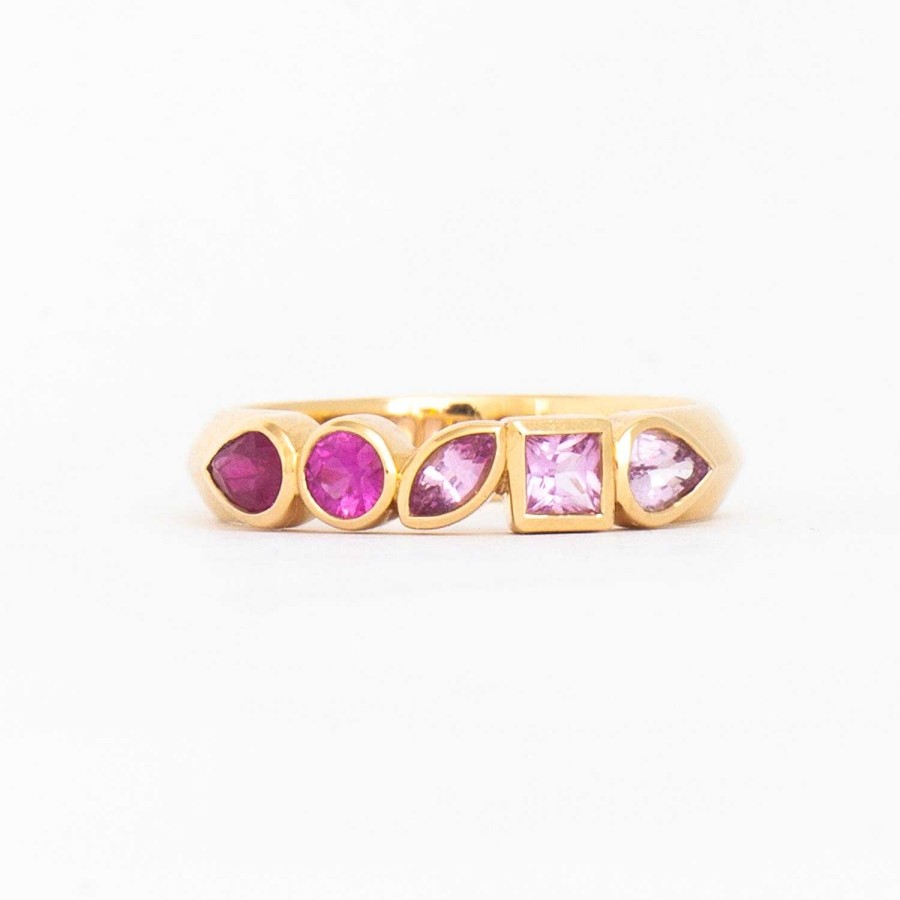 Rings Sorellina | Pink Sapphire Ombre Multi-Shape Bezel Band