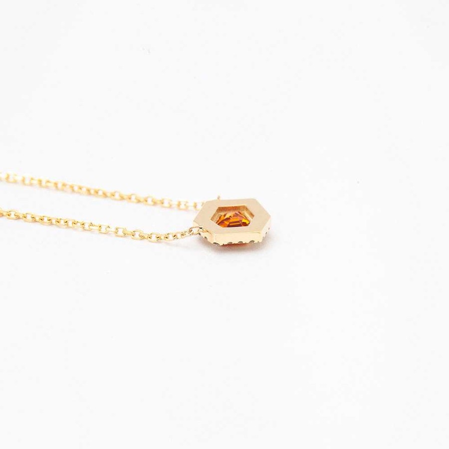 Necklaces And Pendants Era Jewelry | 0.50 Ct Orange Midi Mosaic Shape Necklace