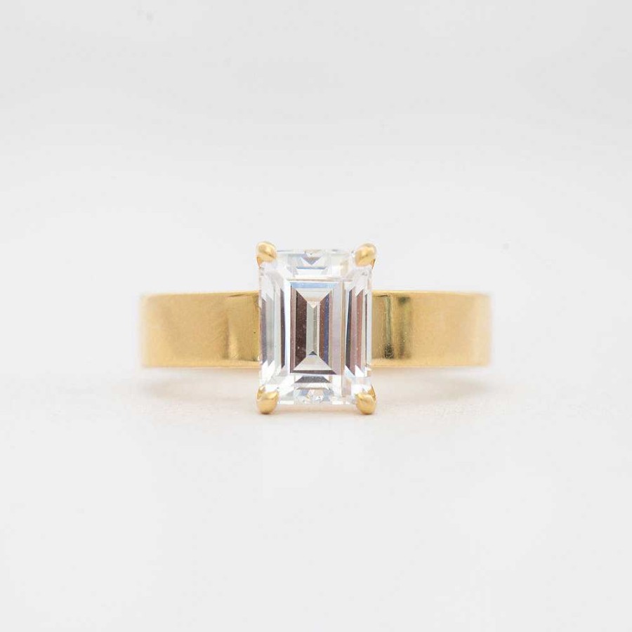 Rings The Future Fine | Emerald Cut Four-Prong Temple Solitaire