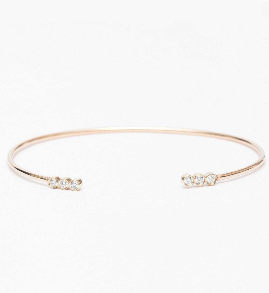 Bracelets Zoe Chicco | Three Diamond Line Open Cuff