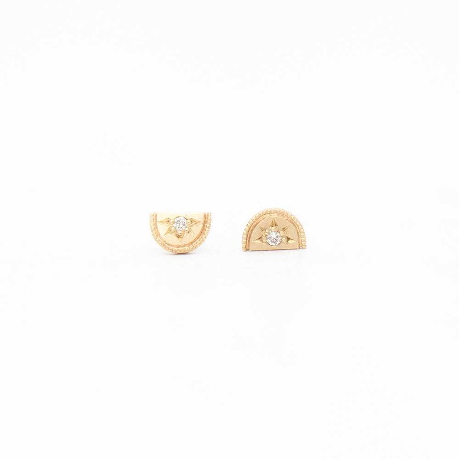 Earrings Melissa Scoppa | Mini Half Moon Luna Diamond Stud Earrings