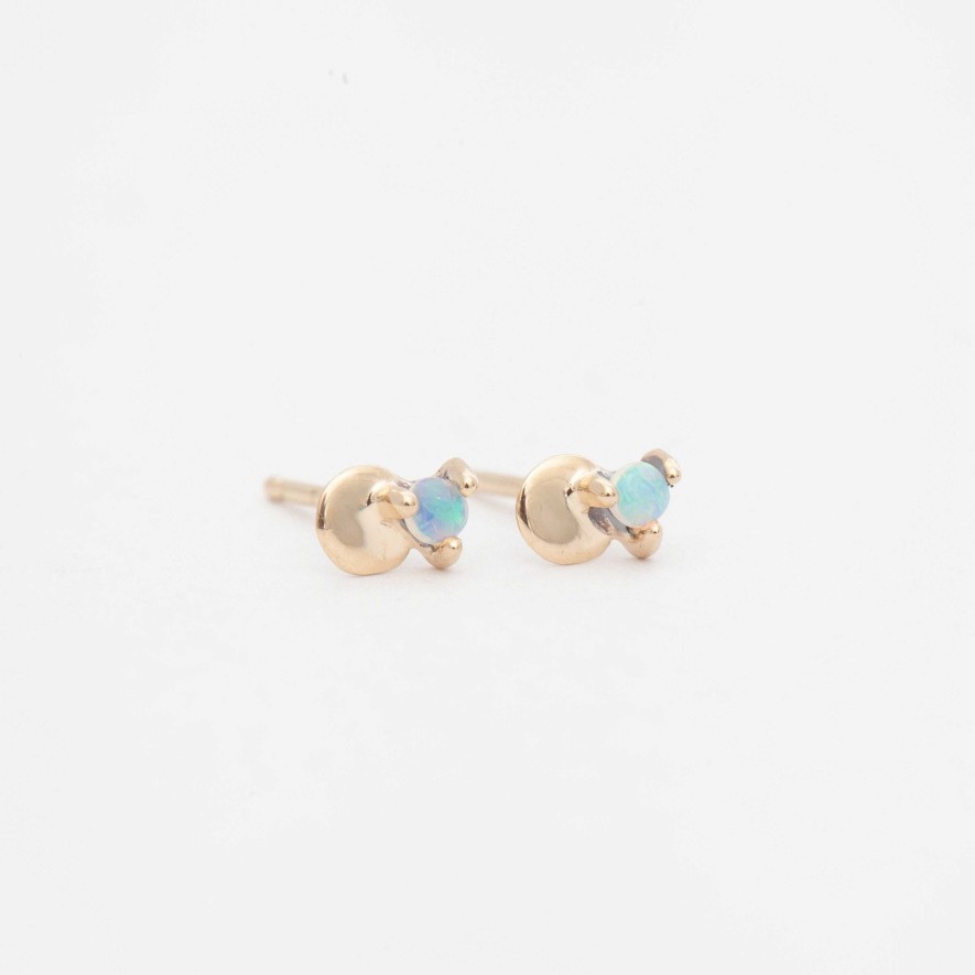 Earrings WWAKE | Small Opal Disc Studs