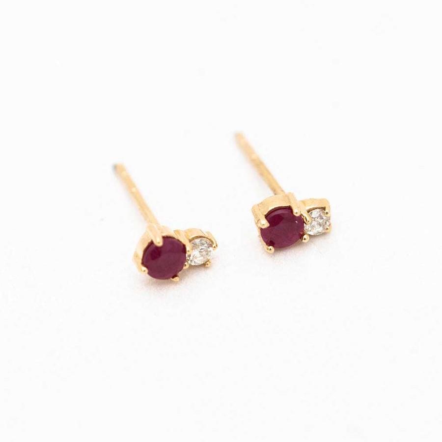 Earrings Adina Reyter | Amalfi Ruby & Diamond Two Amigo Studs