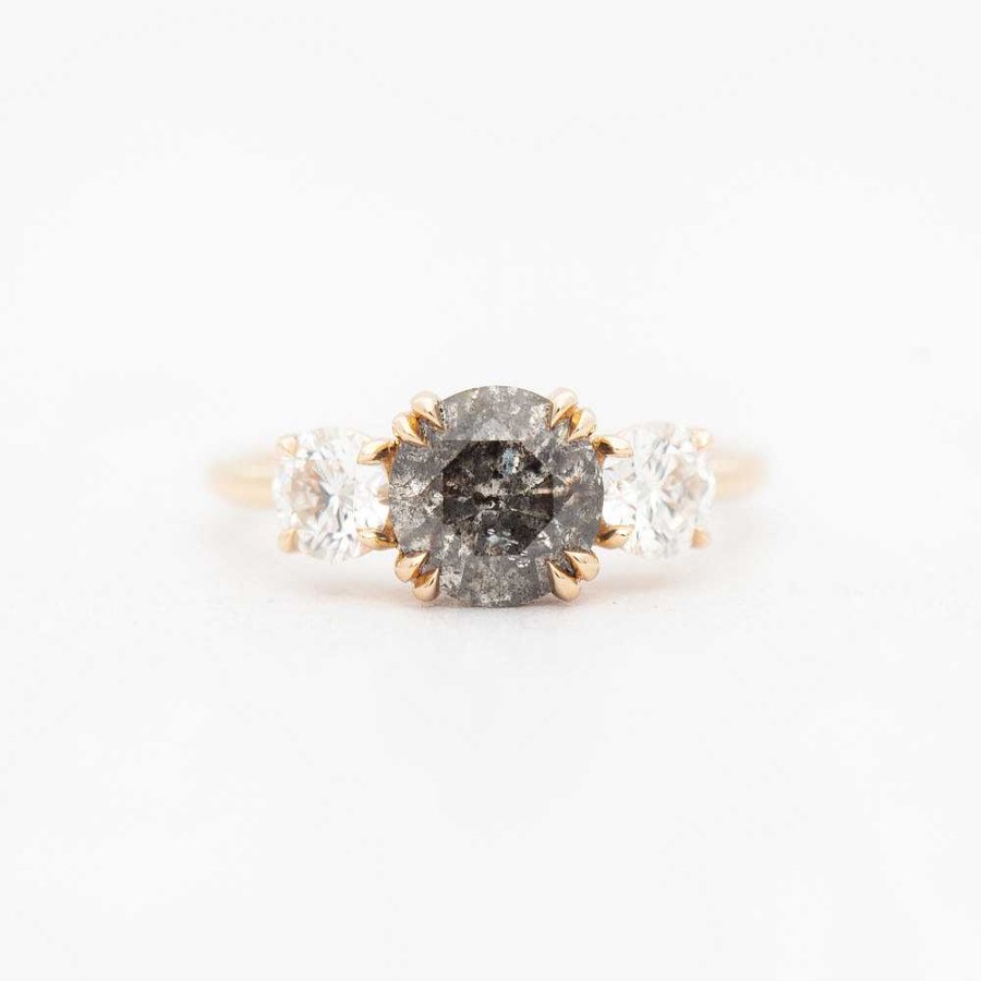 Rings Anna Sheffield | 1.50 Ct Grey Diamond Eleonore Three-Stone Ring