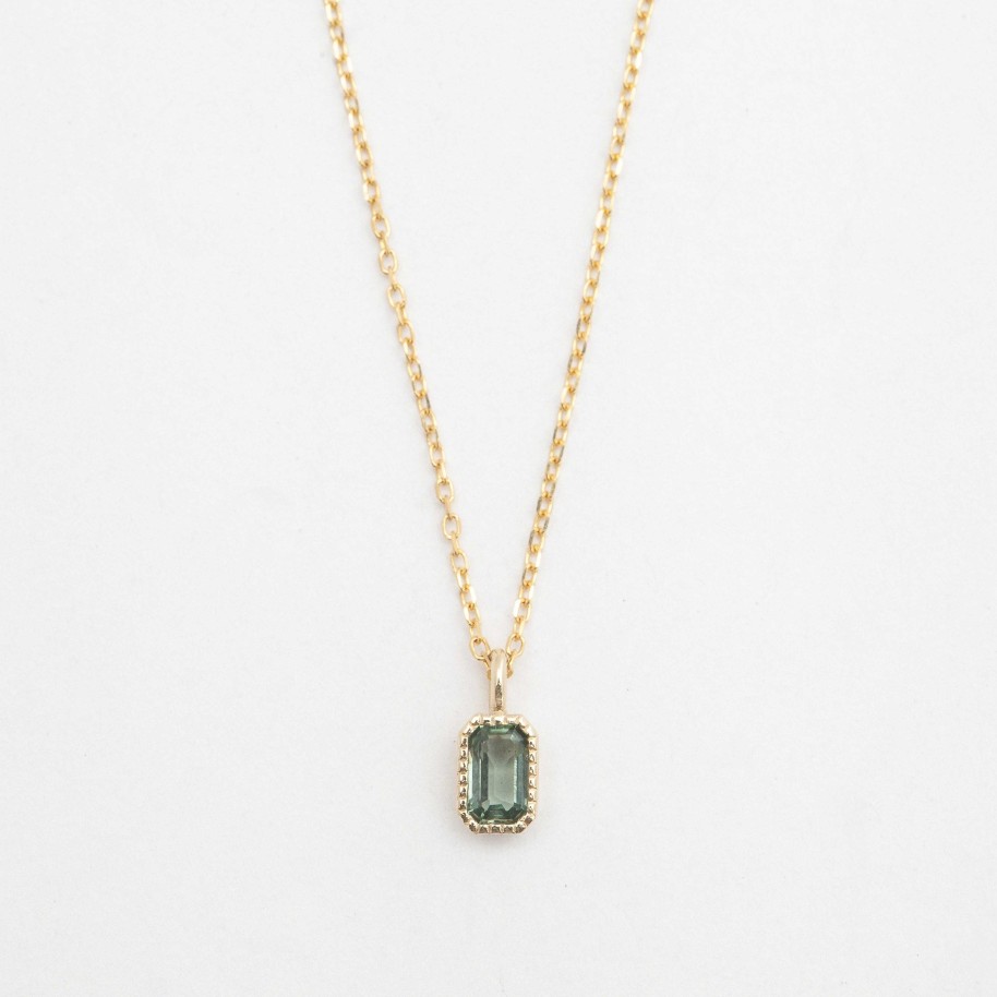 Necklaces And Pendants Jennie Kwon | Emerald Cut Green Sapphire Wisp Necklace