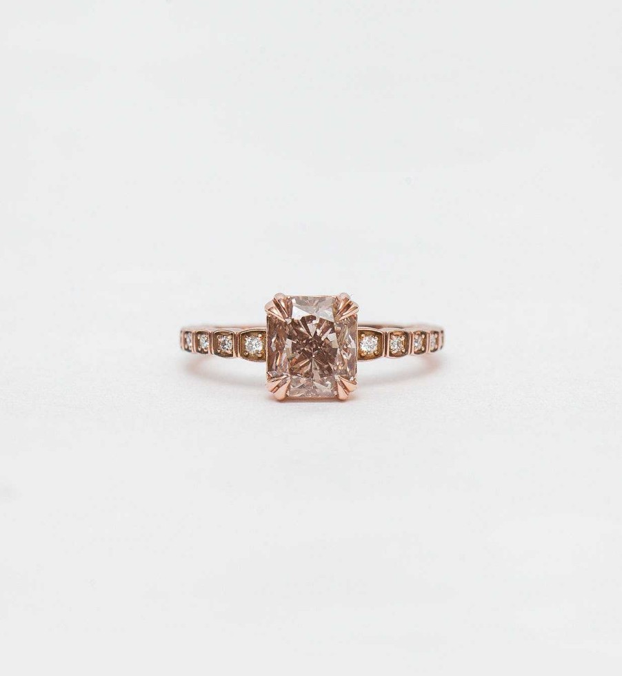 Rings Anna Sheffield | Champagne Diamond Tapered Wheat Engagement Ring