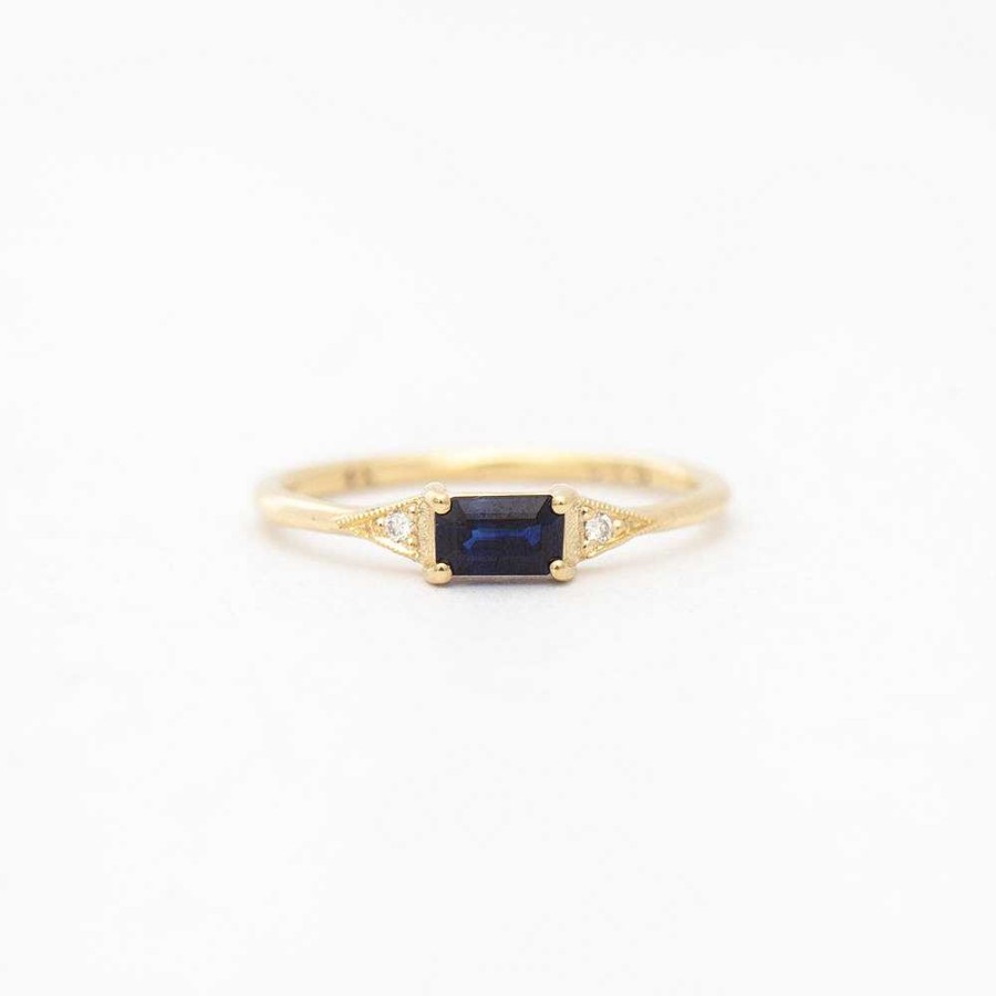 Rings Jennie Kwon | Emerald-Cut Blue Sapphire Deco Ring