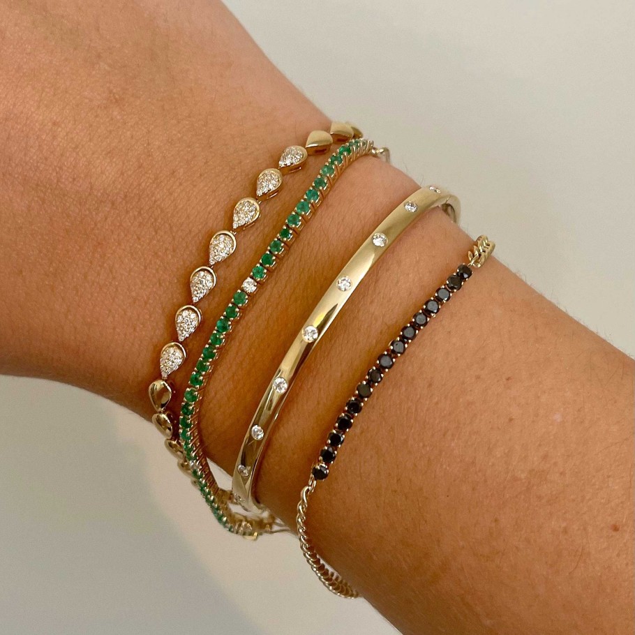 Bracelets No.3 | Emerald And White Diamond & Paperclip Half Tennis Bracelet