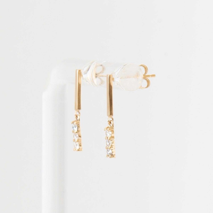 Earrings Zoe Chicco | Pav Drop Bar Earrings