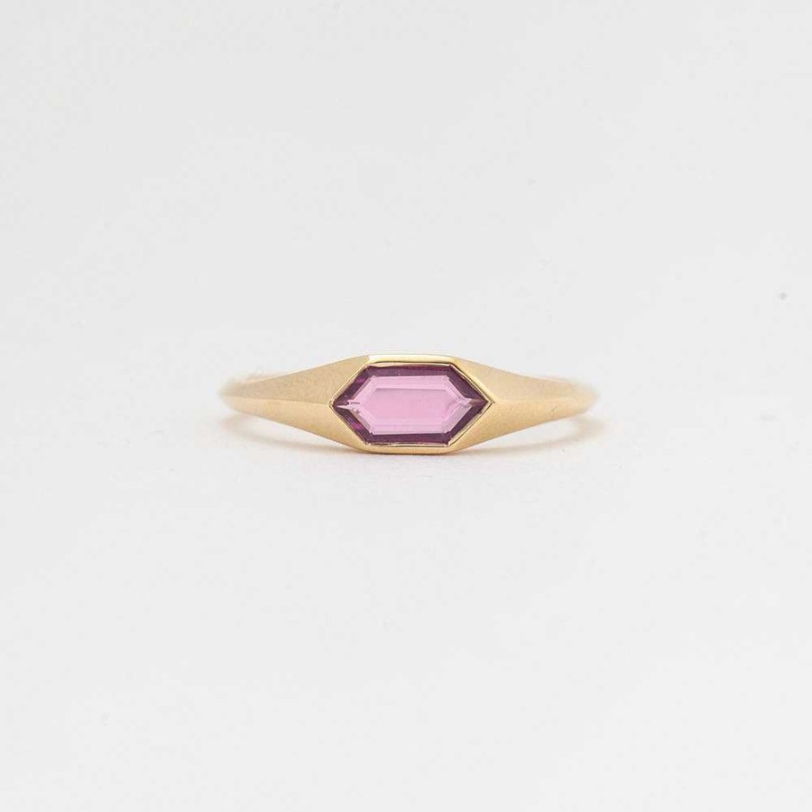 Rings Era Jewelry | 1.00 Ct Pink Sapphire Hexagon Signet Ring