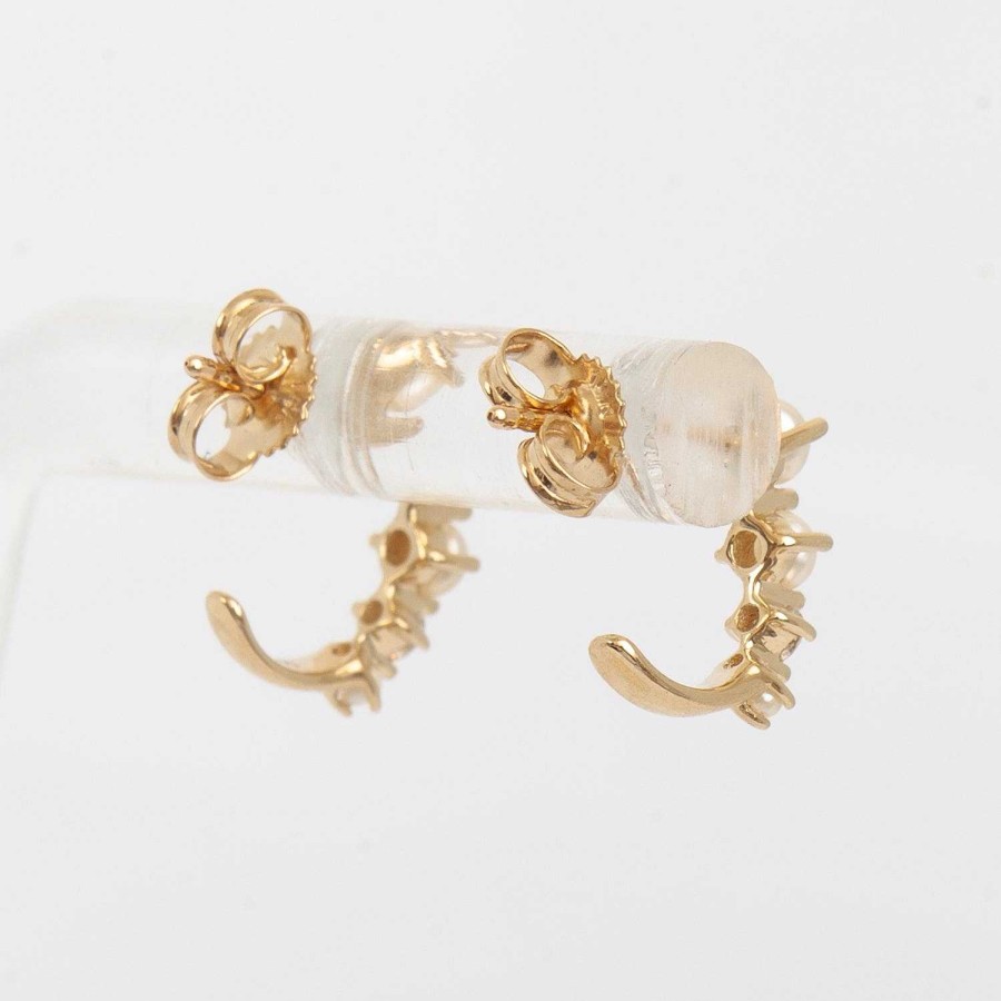 Earrings Adina Reyter | Pearl & Diamond J Hoops