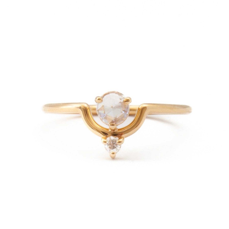 Rings WWAKE | Rose & Brilliant Round Diamond Nestled Ring No. 9