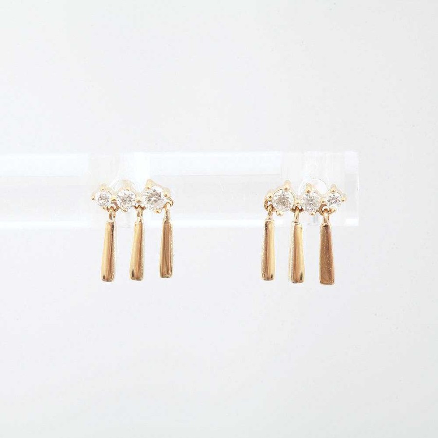 Earrings Adina Reyter | Three Diamond Fringe Studs