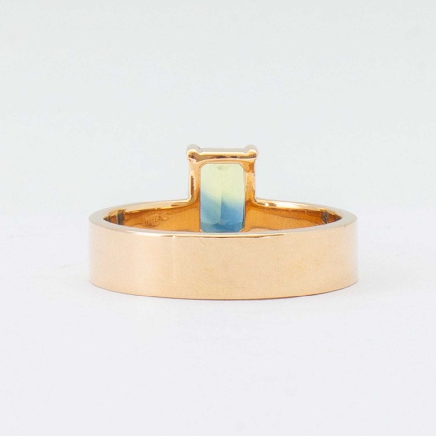 Rings WWAKE | 1.11 Ct Bi-Colored Radiant Sapphire Monolith Ring No. 28