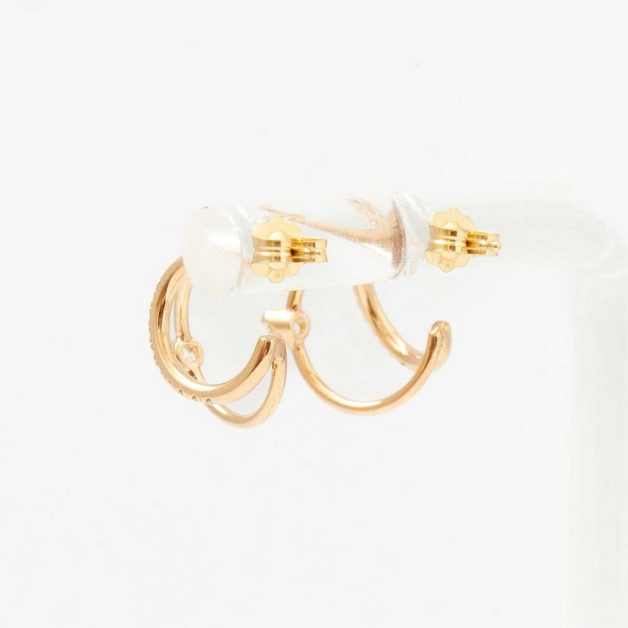 Earrings Zoe Chicco | Pav & Prong Diamond Double Wire Huggie Hoops