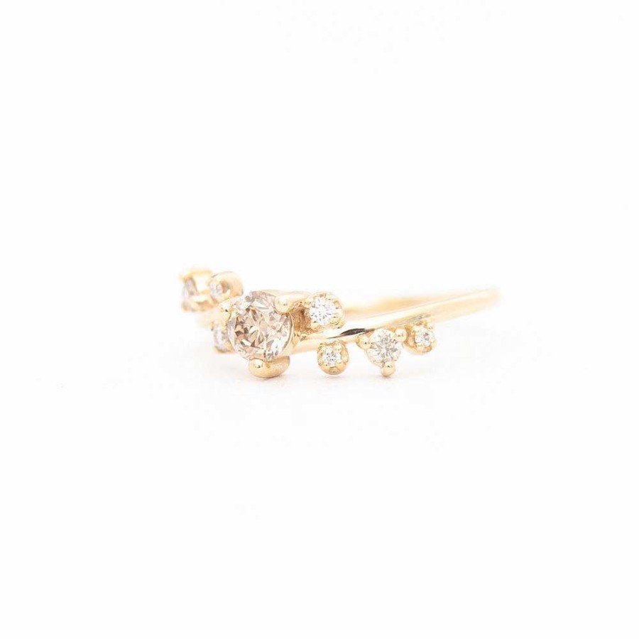 Rings WWAKE | 0.29 Ct Small Champagne Diamond Organic Crossover Ring