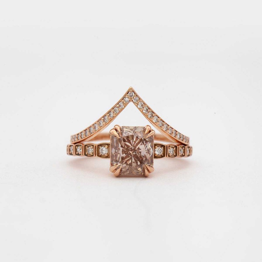 Rings Anna Sheffield | Rose Gold White Diamond Dusted Chrysalis Band