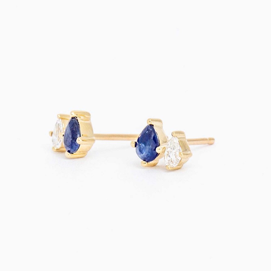 Earrings Adina Reyter | Premier Amigos Sapphire And Diamond Two Teardrop Studs