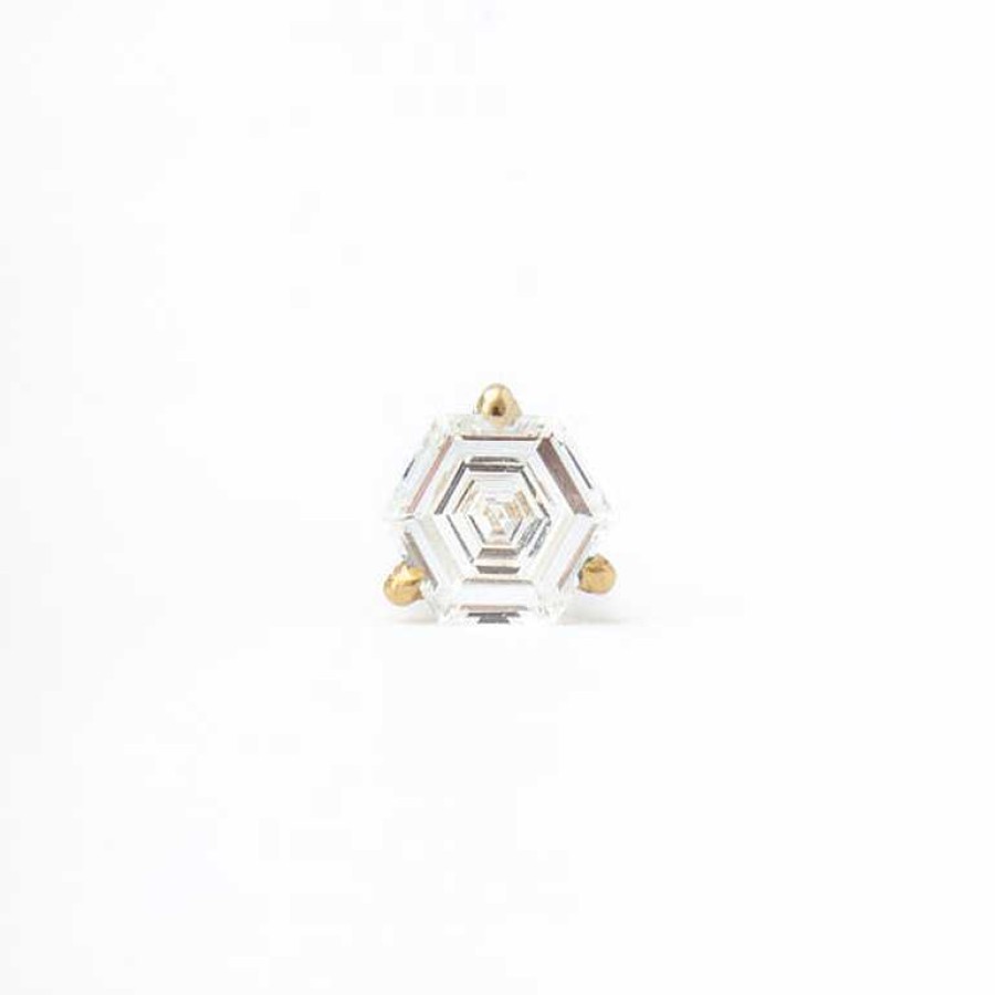 Earrings The Future Fine | 0.14 Ctw Hexagon Diamond Vault Three-Prong Stud