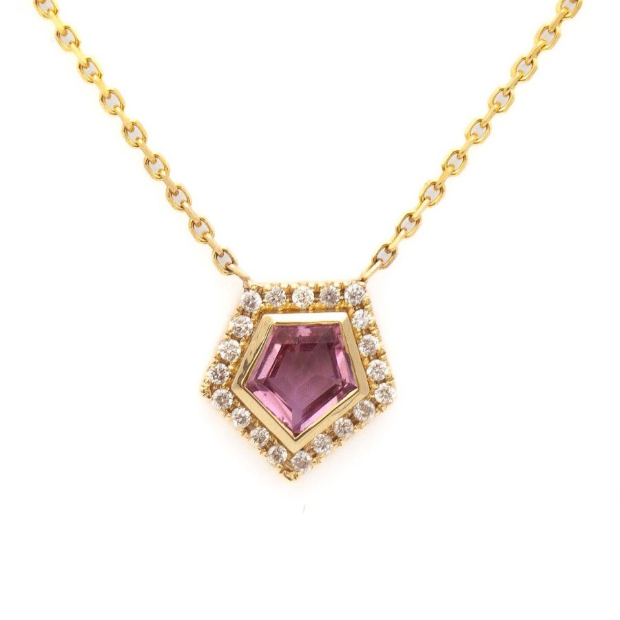 Necklaces And Pendants Era Jewelry | Pink Sapphire Midi Mosaic Shape Necklace