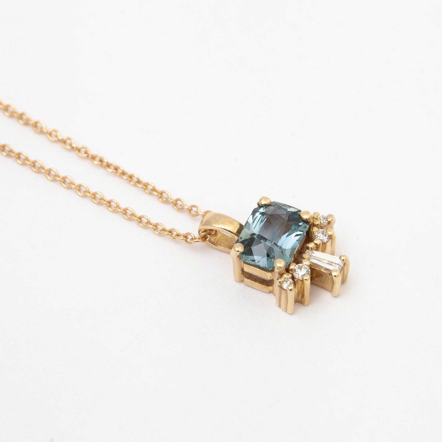 Necklaces And Pendants Porter Gulch | 1.32 Ct Light Teal Radiant Sapphire Lucy Pendant Necklace