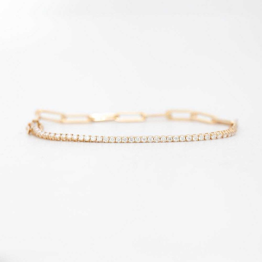 Bracelets No.3 | White Diamond & Paperclip Half Tennis Bracelet