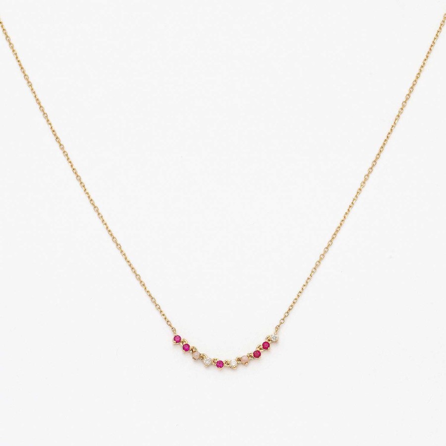 Necklaces And Pendants Adina Reyter | Amalfi Ruby And Diamond And Pink Opal Rounds Chain Necklace