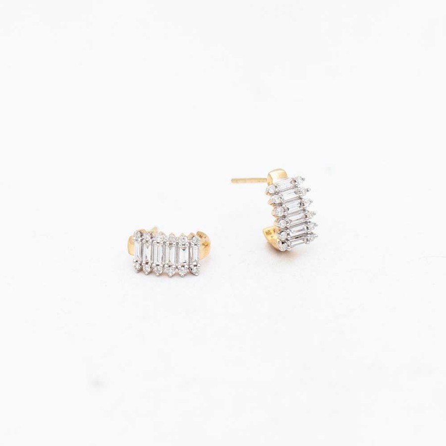 Earrings Adina Reyter | Stack Baguette J Hoops