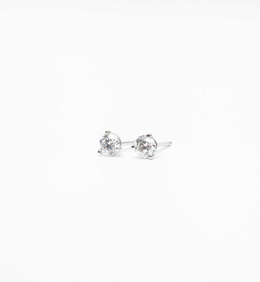 Earrings No.3 | White Gold 0.50 Ctw Three-Prong Diamond Studs