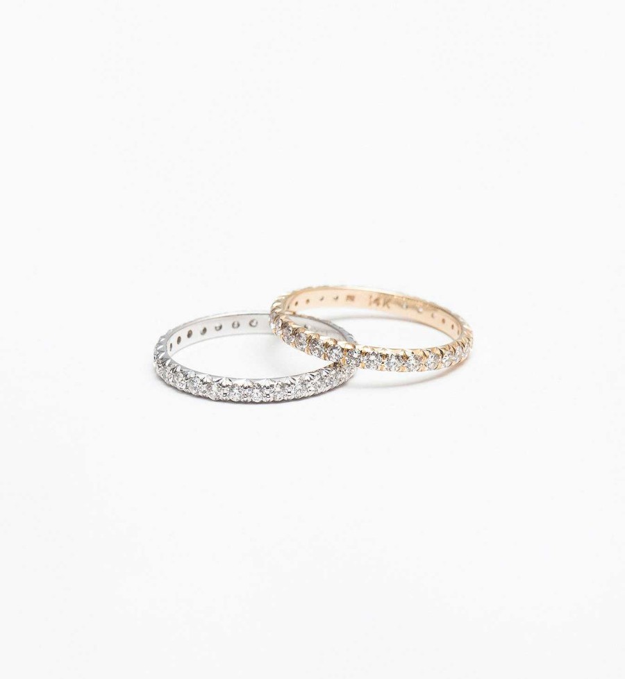 Rings Anna Sheffield | White Gold & White Diamond 2 Mm Attelage French-Cut Pav Band