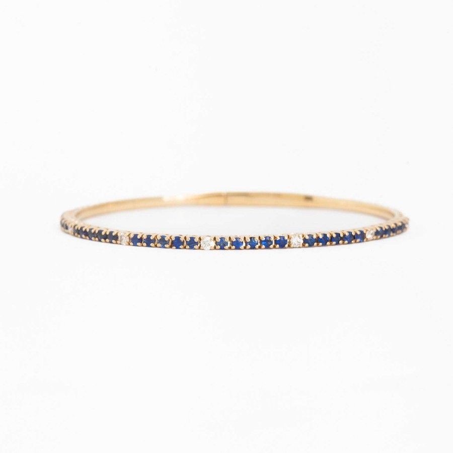 Bracelets No.3 | Blue Sapphire & White Diamond Flexible-Fit Bangle