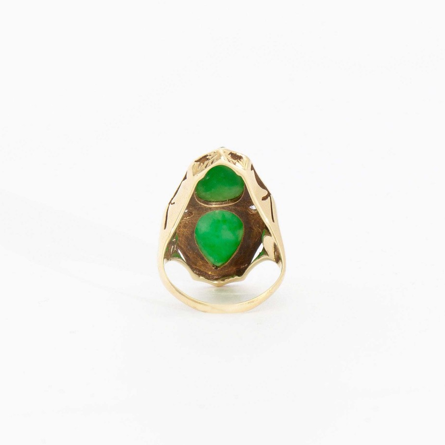 Rings Estate Jewelry | Jade Cabochon Cocktail Ring