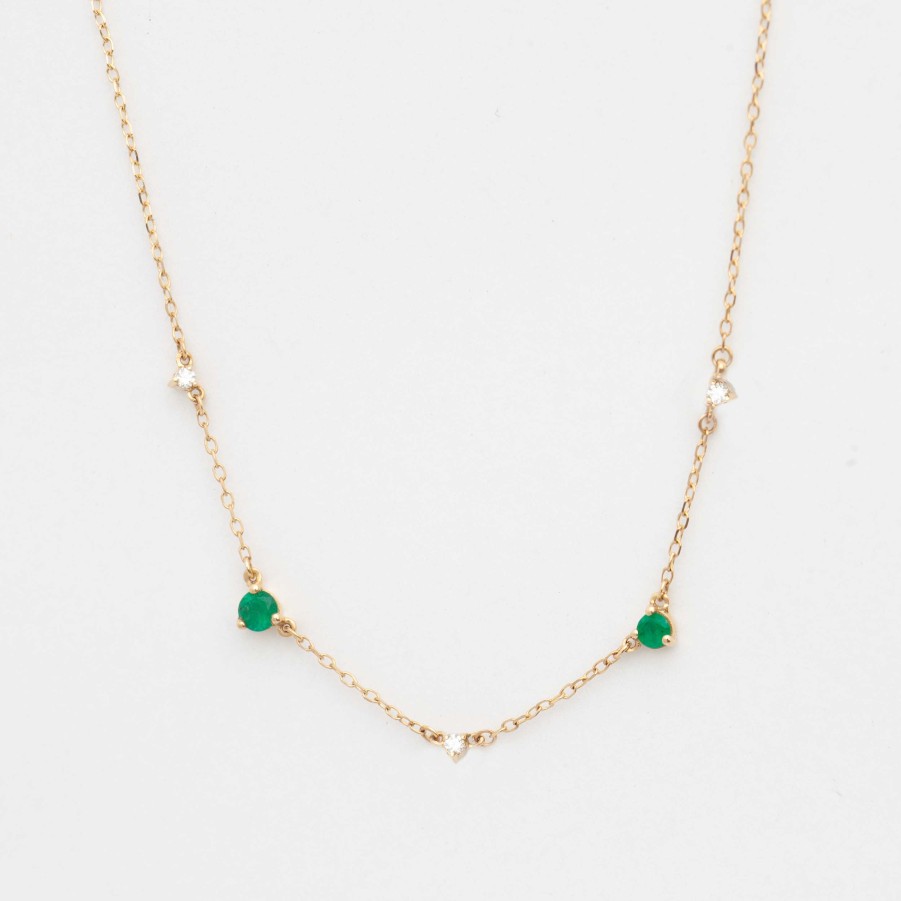 Necklaces And Pendants Adina Reyter | Emerald And Diamond Five Amigos Station Necklace