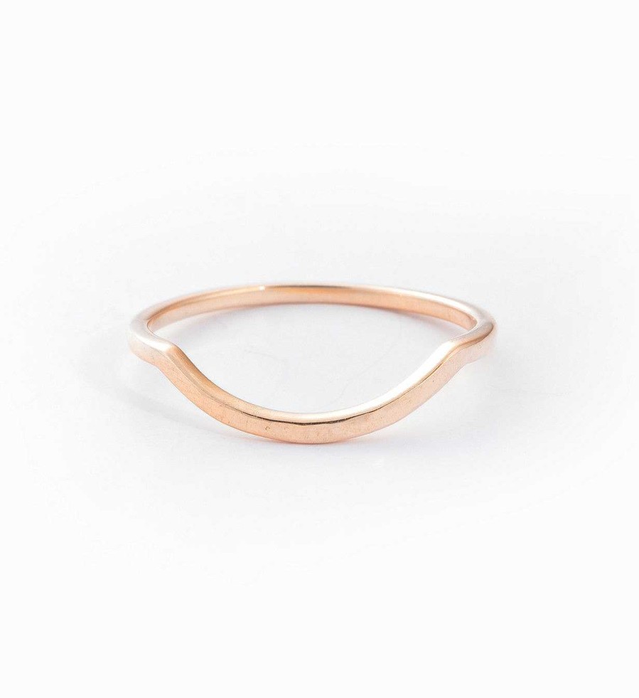 Rings Anna Sheffield | Rose Gold Hammered Delicate Curve Band