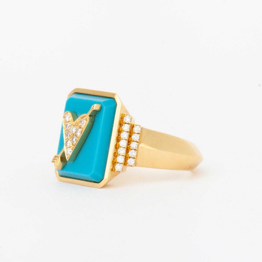 Rings Sorellina | Turquoise & Heart Classic Signet Ring