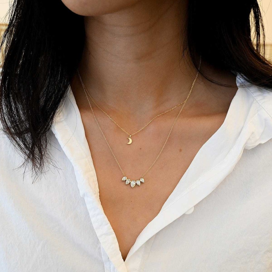 Necklaces And Pendants Zoe Chicco | Five Pear Diamond Fan Necklace