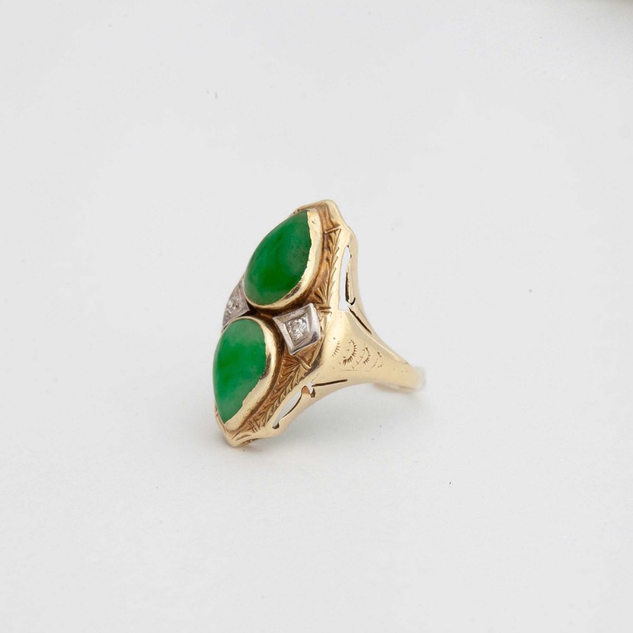 Rings Estate Jewelry | Jade Cabochon Cocktail Ring