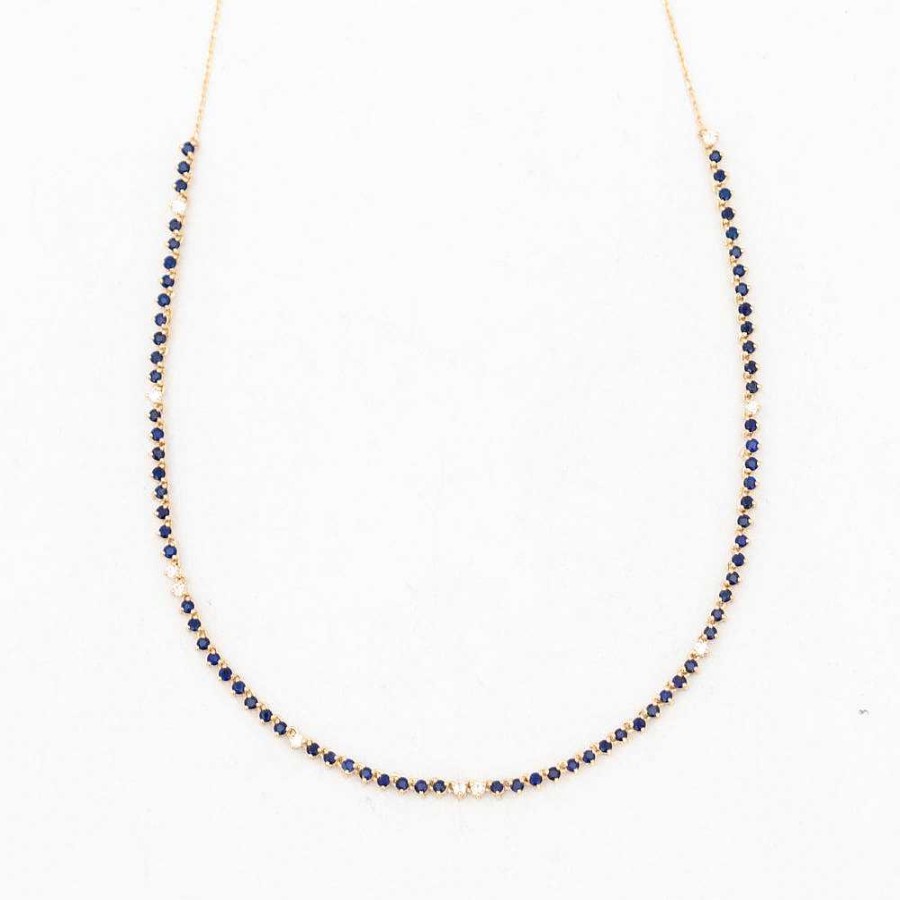 Necklaces And Pendants Adina Reyter | Diana Sapphire And Diamond Round Half Riviera Necklace