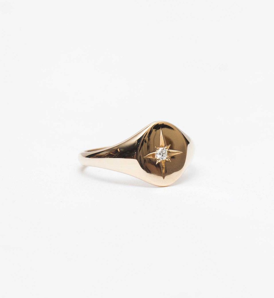 Rings Zoe Chicco | Star Set Diamond Signet Ring