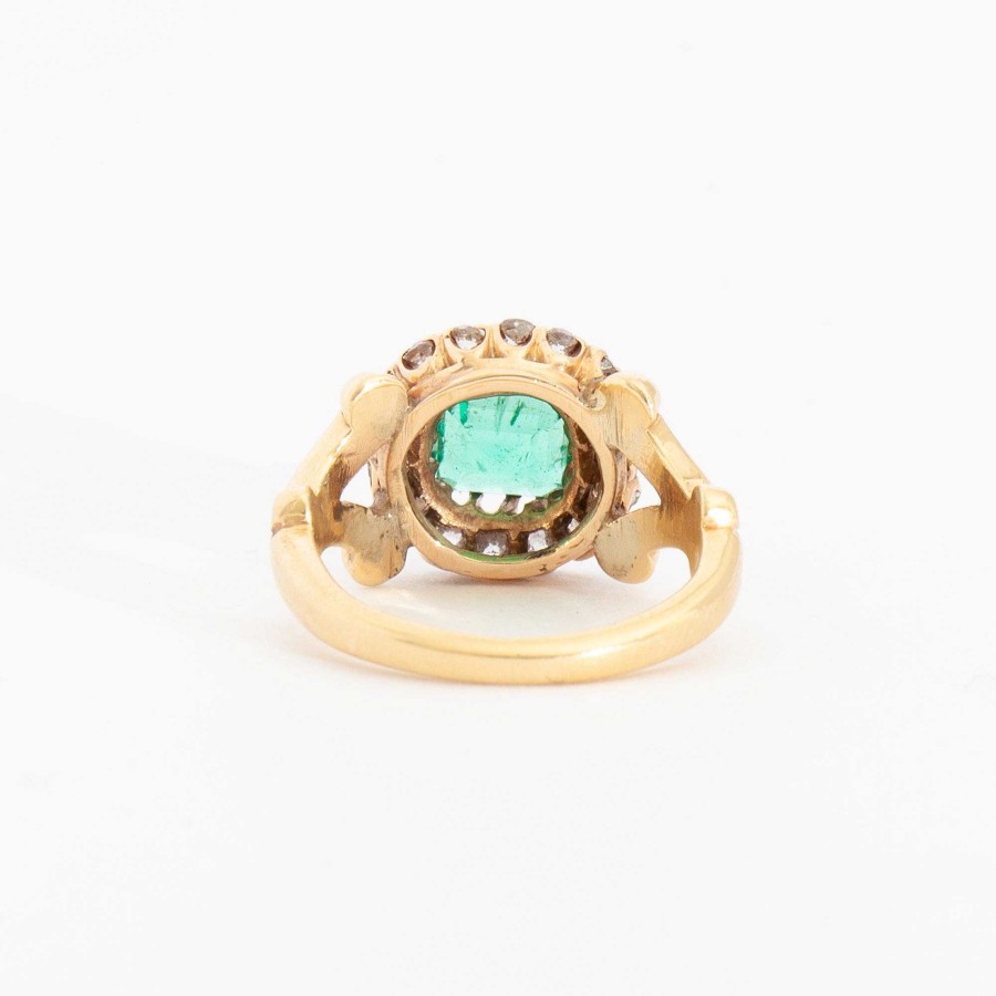 Rings Estate Jewelry | 0.50 Ct Colombian Emerald Halo Ring