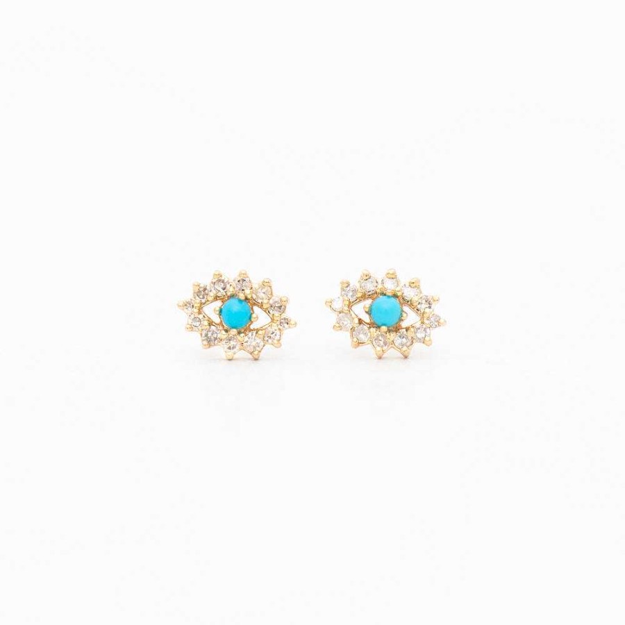 Earrings Adina Reyter | Turquoise & Diamond Evil Eye Studs