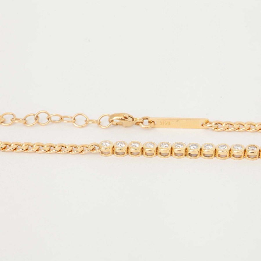 Bracelets Zoe Chicco | Diamond Bezel Tennis Segment Curb Chain Bracelet