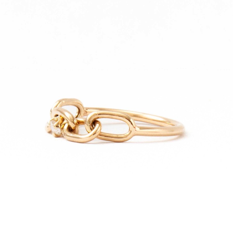 Rings Zoe Chicco | Prong Diamond & Square Oval Link Chain Ring