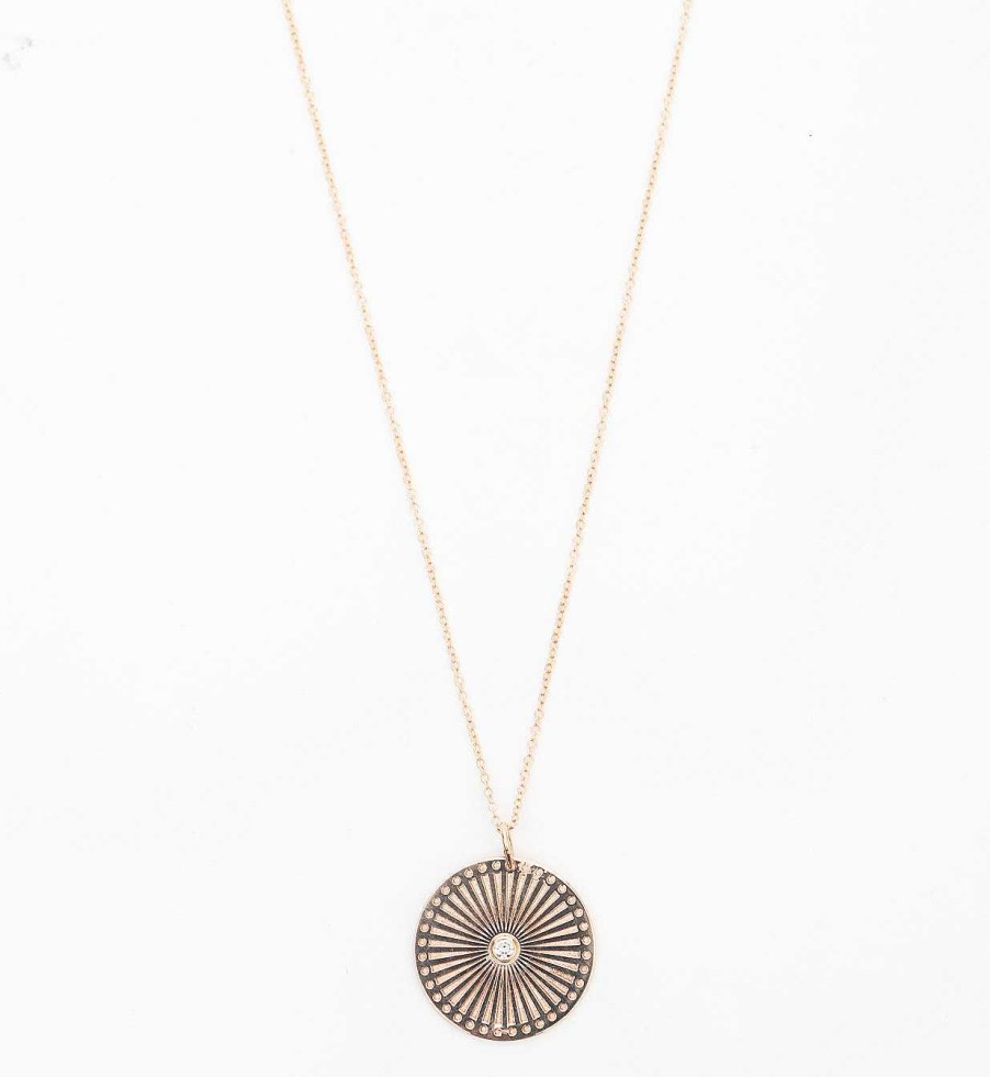 Necklaces And Pendants Zoe Chicco | Medium Sunbeam Medallion Necklace