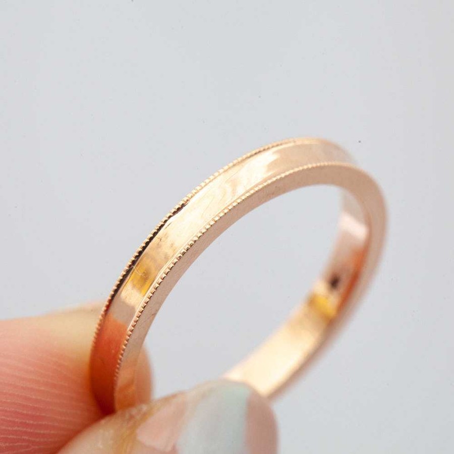 Rings Jennie Kwon | Milgrain Rose Gold Band