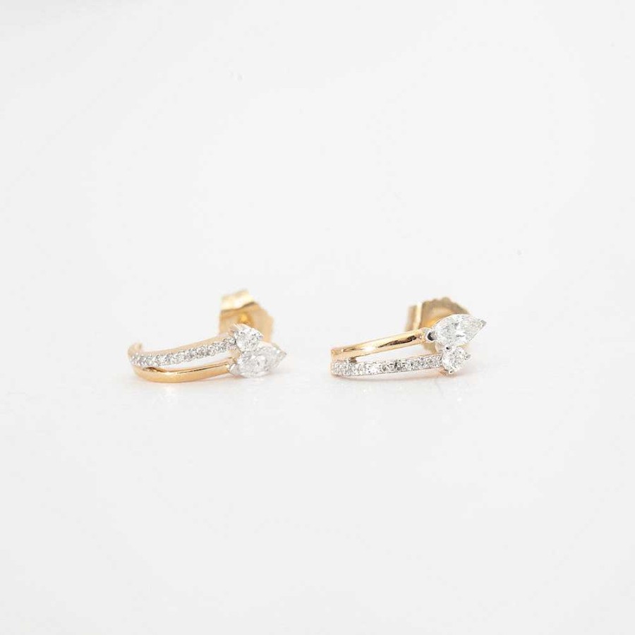 Earrings Adina Reyter | Grace Marquise And Round Diamond J Hoops