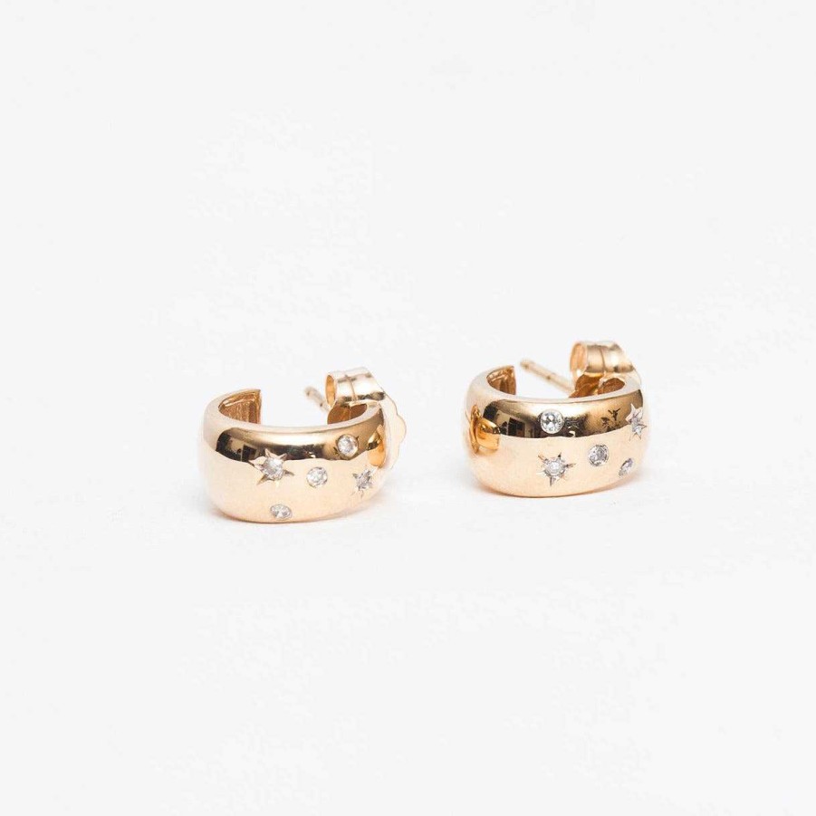 Earrings Adina Reyter | Celestial Diamonds Wide Huggie Hoops